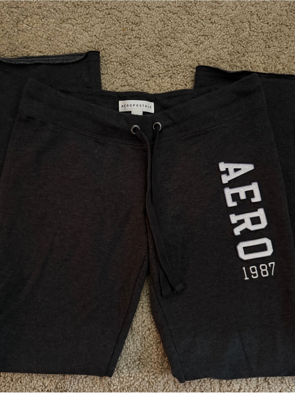 Aeropostale Black Sweatpants with White AERO 1987 Print